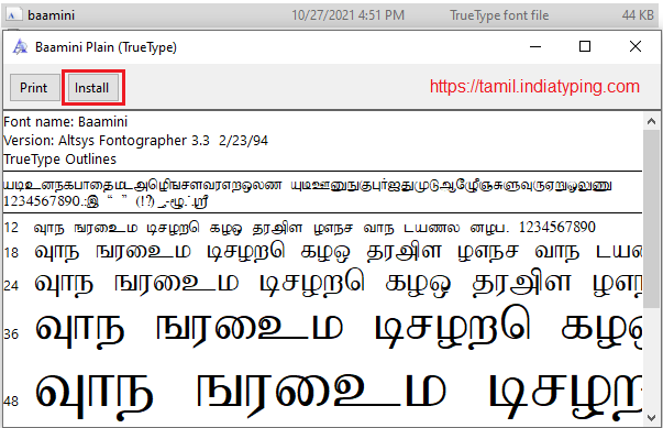Tamil font installation