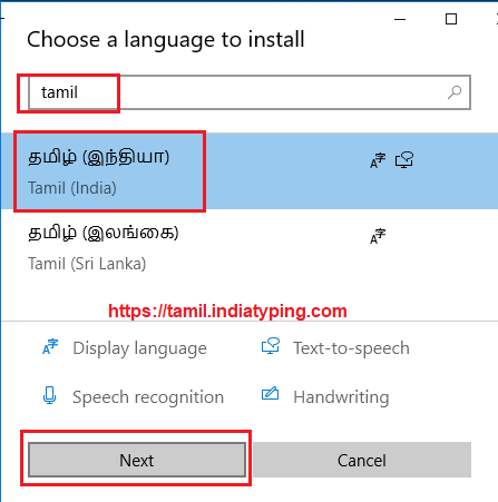 install tamil language windows 10